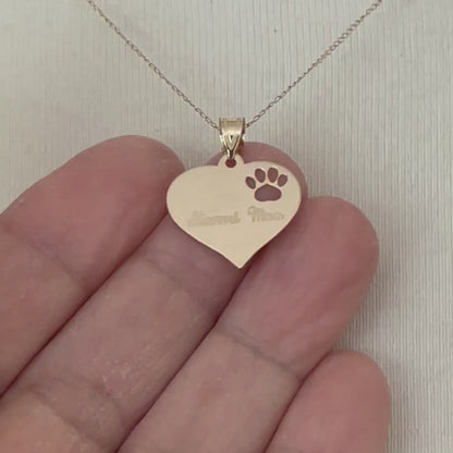 14k 10k Yellow Rose White Gold or Sterling Silver Paw Print Cut Out Personalized Pendant Charm