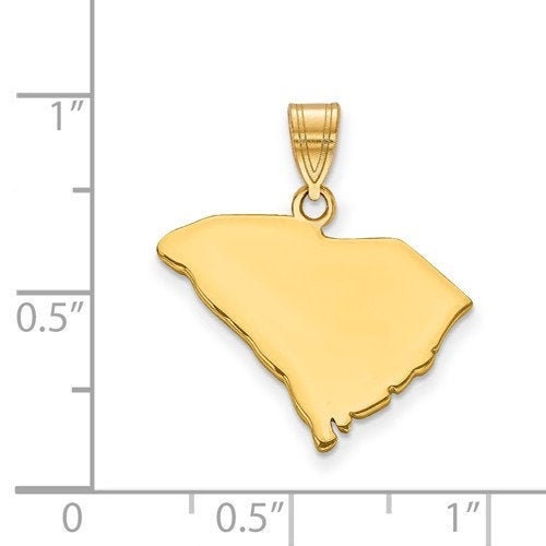14k gold or sterling silver south carolina sc state map pendant charm personalized monogram