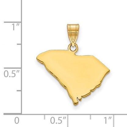 14k gold or sterling silver south carolina sc state map pendant charm personalized monogram