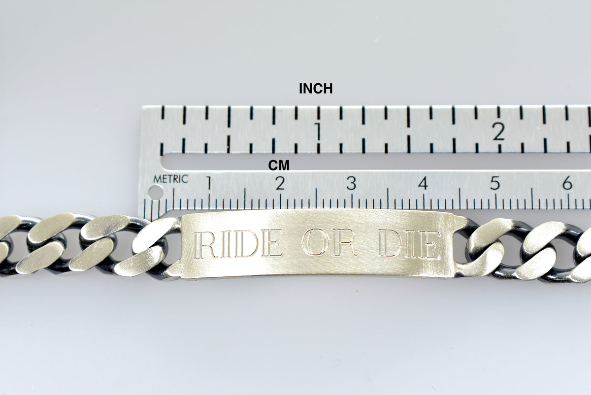 solid sterling silver engravable antique style curb link id bracelet engraved personalized name or initials
