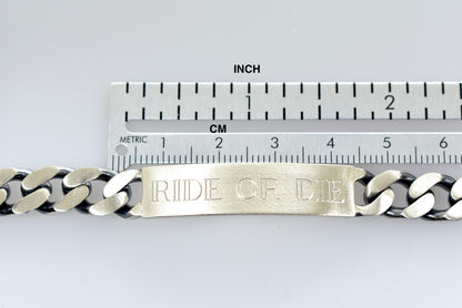 solid sterling silver engravable antique style curb link id bracelet engraved personalized name or initials