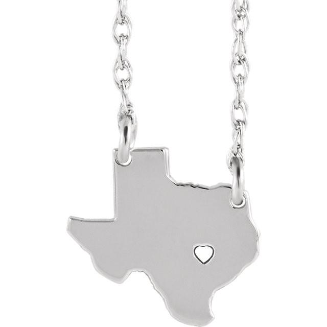 14k gold 10k gold silver texas tx state map necklace heart personalized city