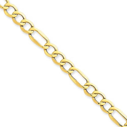 14k yellow gold 6mm lightweight figaro bracelet anklet choker necklace chain