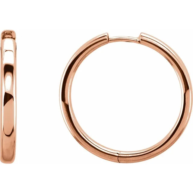 14k solid yellow rose white gold 29mm round endless hinged hoop earrings custom made to order