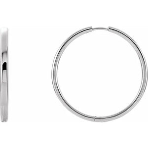 14K Solid Yellow Rose White Gold 29mm Round Endless Hinged Hoop Earrings Custom Made To Order
