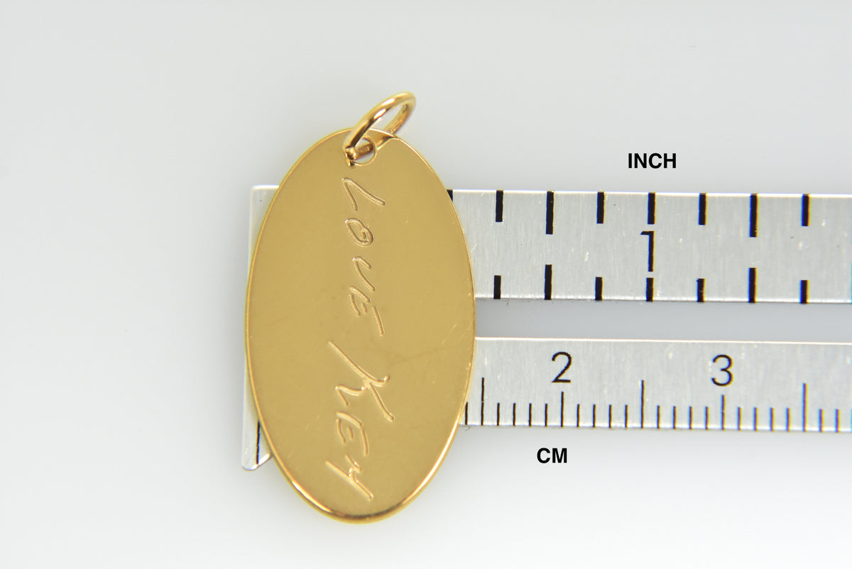 14k 10k gold sterling silver handwriting name oval pendant charm personalized