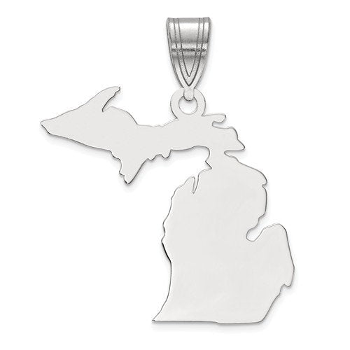 14k gold or sterling silver michigan mi state map pendant charm personalized monogram