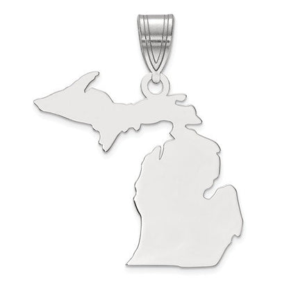 14k gold or sterling silver michigan mi state map pendant charm personalized monogram