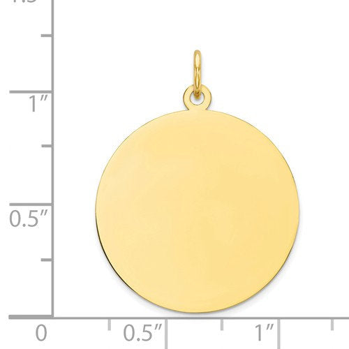 10k Yellow Gold 22mm Round Circle Disc Pendant Charm Personalized Monogram Engraved