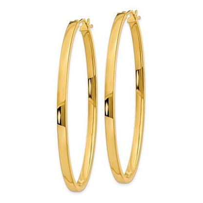14k yellow gold classic large oval hoop earrings 55mm x 40mm x 3mm