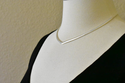 sterling silver 4mm omega cubetto v shaped necklace chain lobster clasp