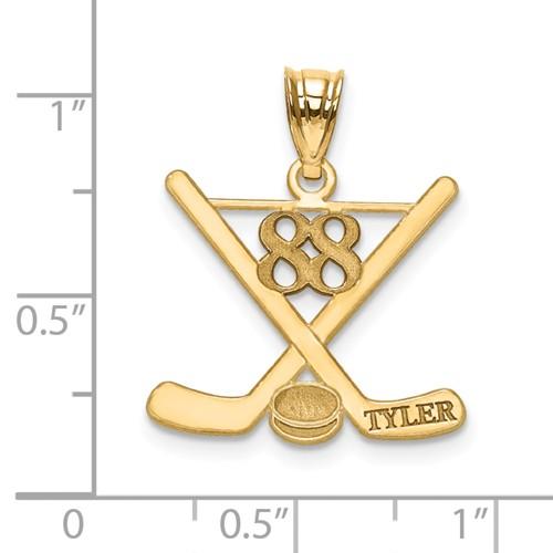 14k gold or sterling silver ice hockey personalized engraved pendant