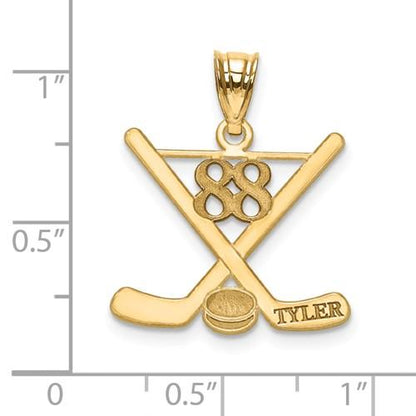 14k gold or sterling silver ice hockey personalized engraved pendant