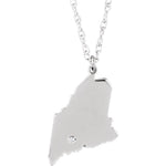 Load image into Gallery viewer, 14k 10k Yellow Rose White Gold Diamond Silver Maine ME State Map Personalized City Necklace
