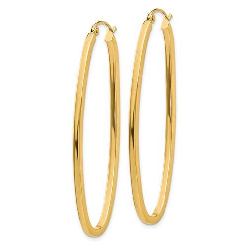 14k Yellow Gold Classic Large Oval Hoop Earrings 50mm x 21mm x 2mm