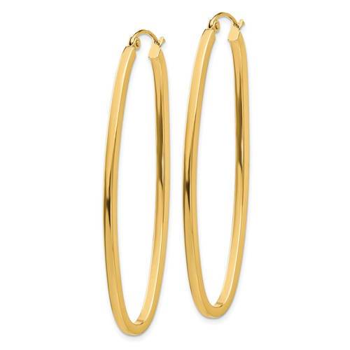14k yellow gold classic large oval hoop earrings 50mm x 21mm x 2mm