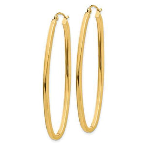 14k Yellow Gold Classic Large Oval Hoop Earrings 50mm x 21mm x 2mm