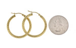 Загрузить изображение в средство просмотра галереи, 14K Yellow Gold Diamond Cut Classic Round Hoop Earrings 30mm x 3mm
