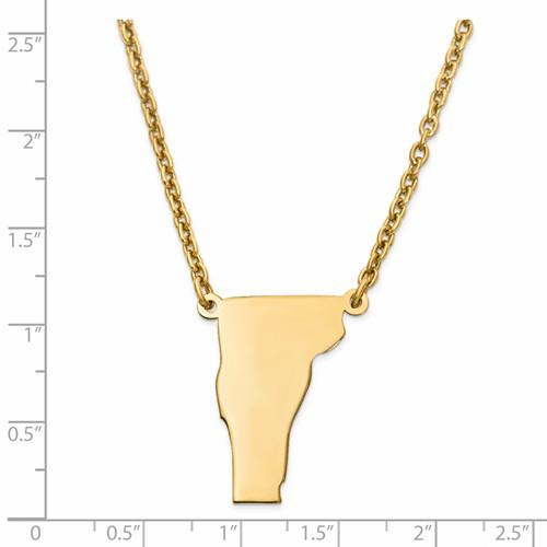 14K Gold or Sterling Silver Vermont VT State Name Necklace Personalized Monogram