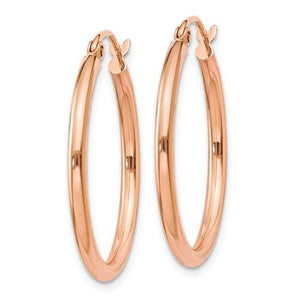 14K Rose Gold Classic Round Hoop Earrings 25mm x 2mm