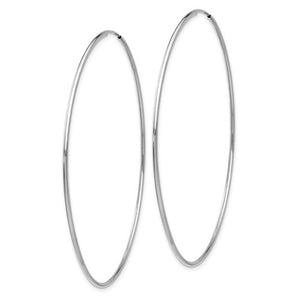 14k White Gold Extra Large Round Endless Hoop Earrings 67mm x 1.20mm