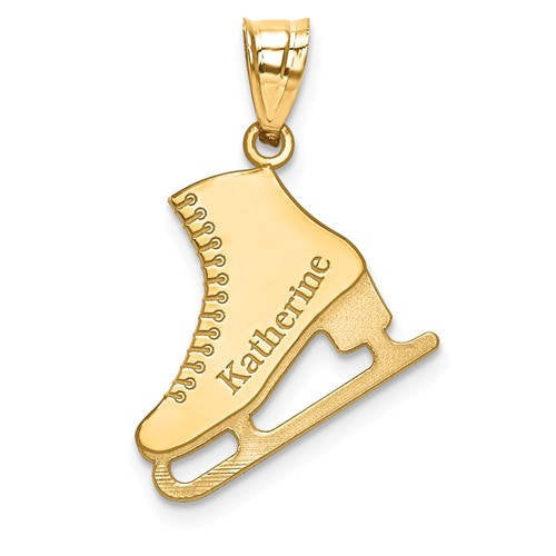 14k gold sterling silver ice skating skates disc pendant charm custom made engraved personalized