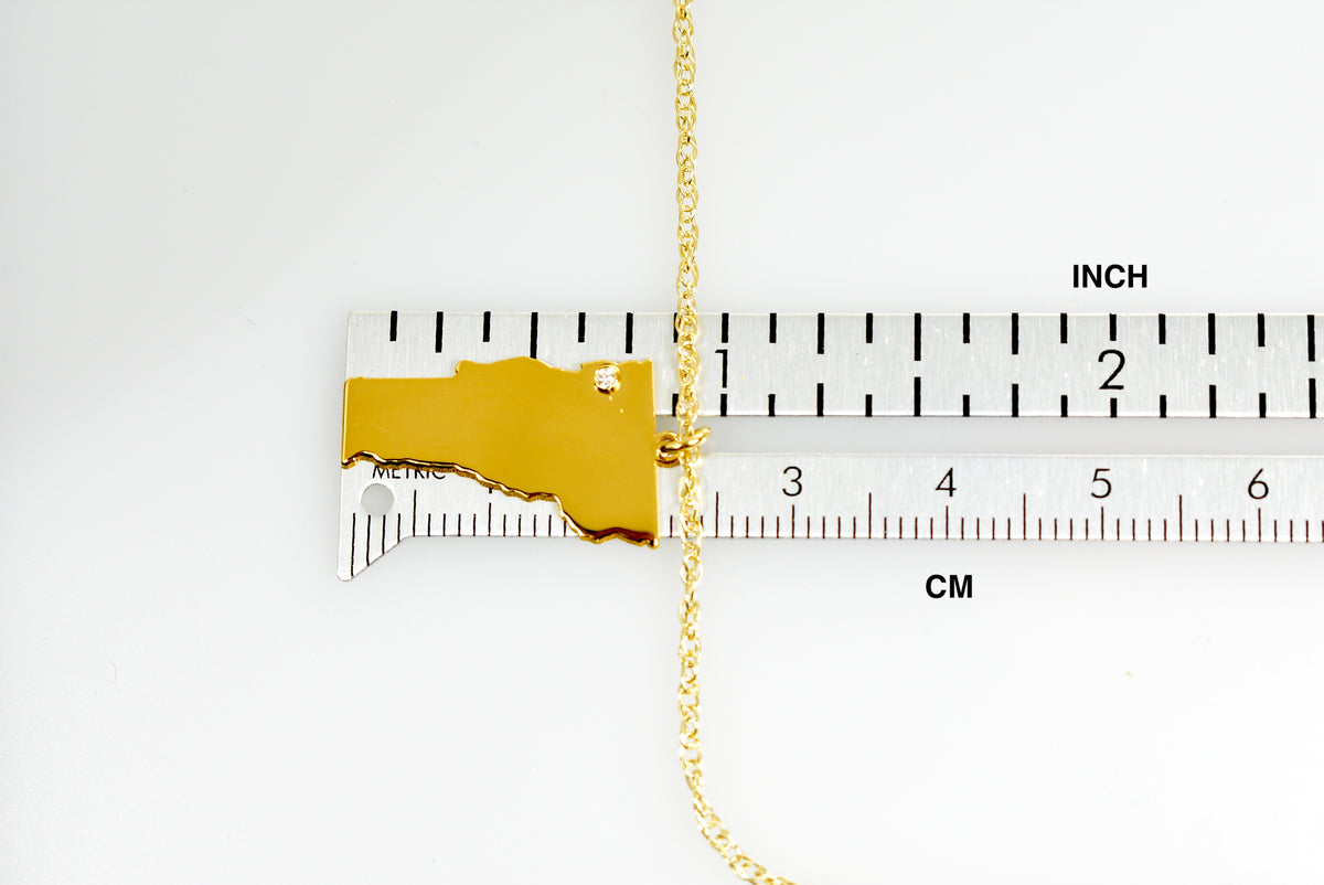 14k gold 10k gold silver vermont vt state map necklace heart personalized city