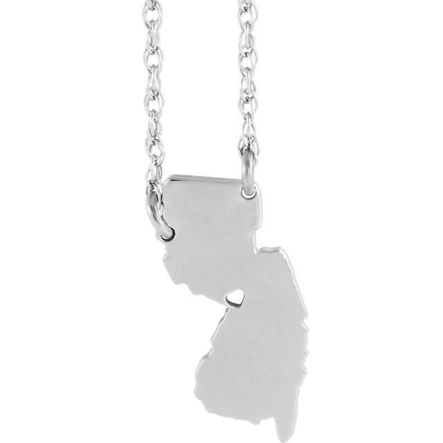 14k gold 10k gold silver new jersey nj state map necklace heart personalized city