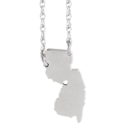 14k gold 10k gold silver new jersey nj state map necklace heart personalized city