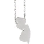 Load image into Gallery viewer, 14k Gold 10k Gold Silver New Jersey NJ State Map Necklace Heart Personalized City
