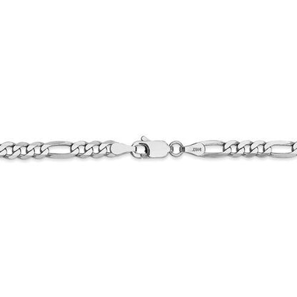 14k white gold 4mm figaro bracelet anklet choker necklace pendant chain