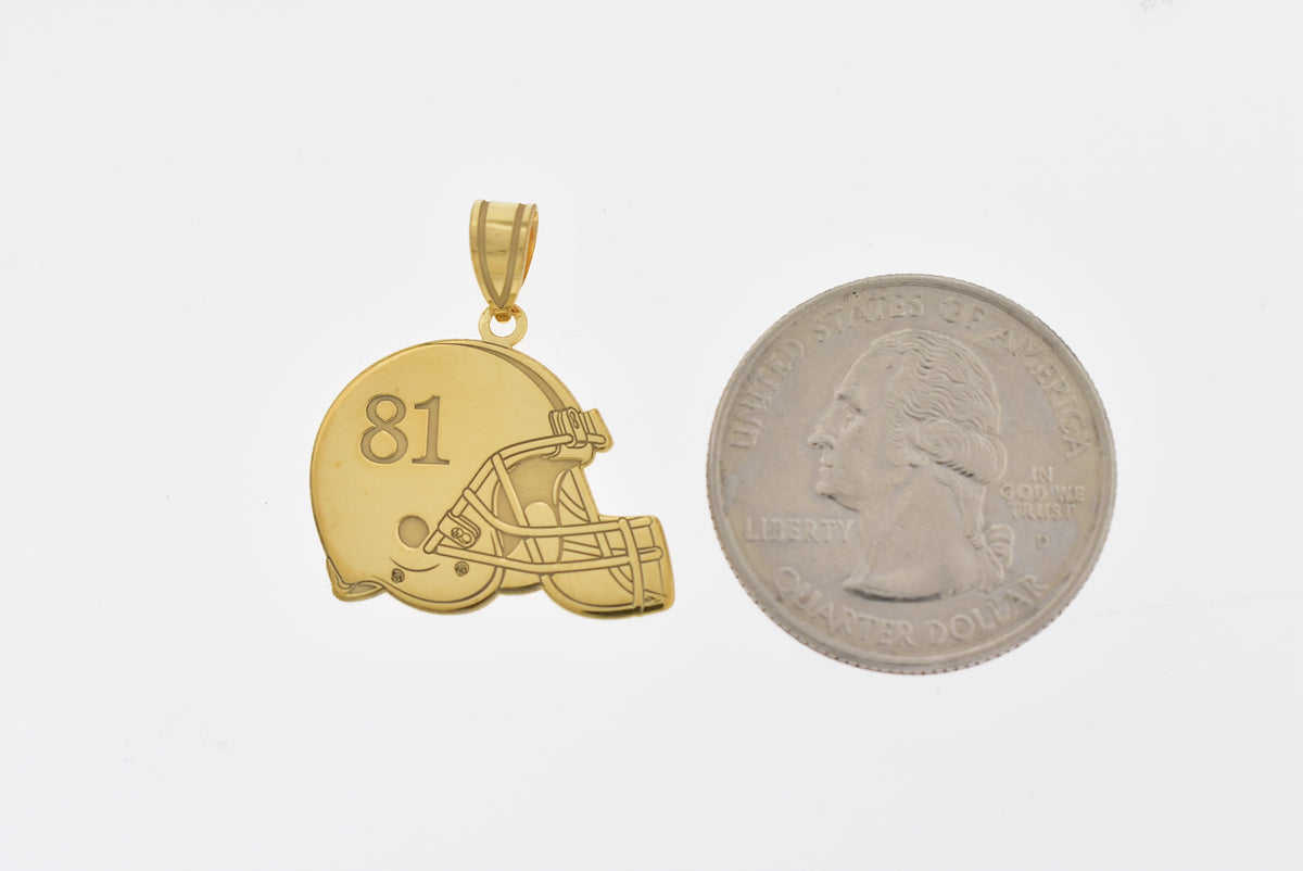 14k 10k gold sterling silver football helmet personalized pendant