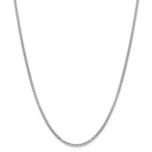 14k white gold 2.45mm round box bracelet anklet choker necklace pendant chain lobster clasp