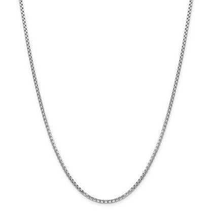 14k white gold 2.45mm round box bracelet anklet choker necklace pendant chain lobster clasp
