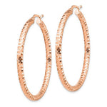 Load image into Gallery viewer, 14k Rose Gold Diamond Cut Round Hoop Earrings 43mm x 3mm
