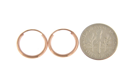 14k rose gold classic endless round hoop earrings 13mm x 1.5mm