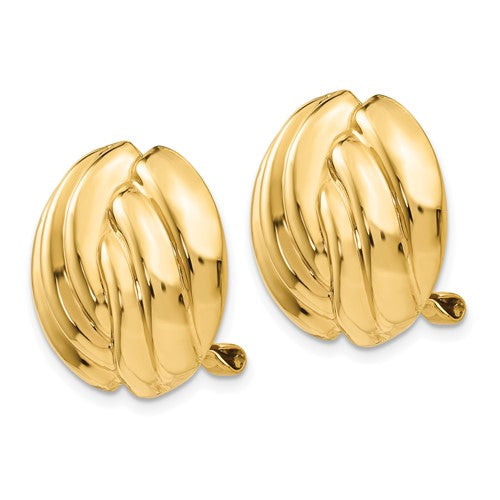 14k yellow gold swirl design non pierced clip on omega back earrings