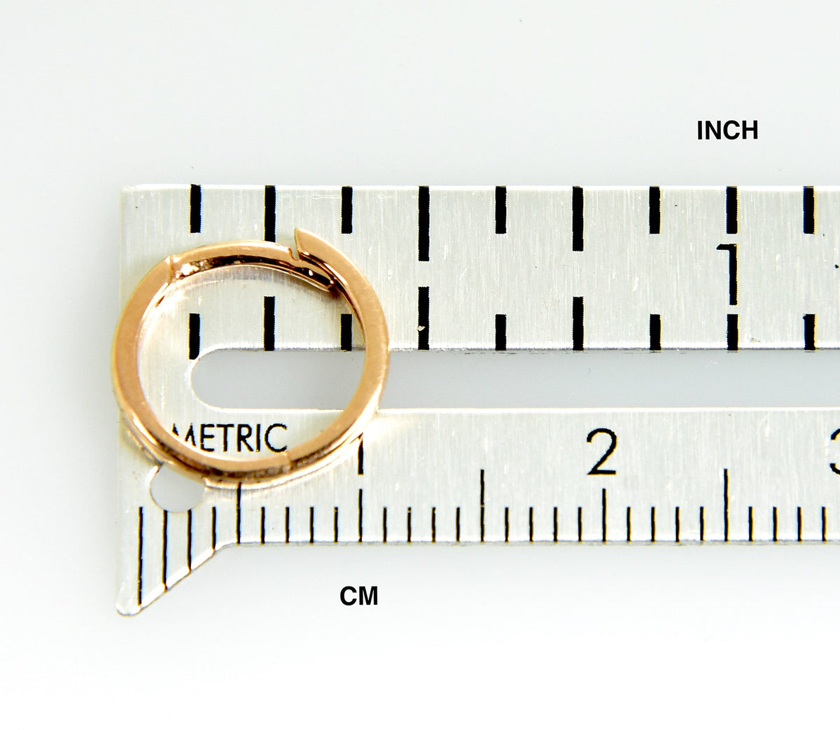 14k rose gold classic huggie hinged hoop earrings 11mm x 2mm