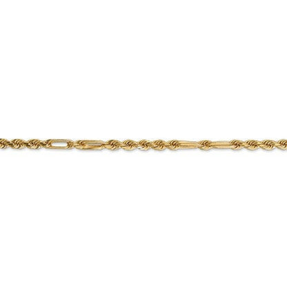 14k yellow gold 3mm diamond cut milano rope bracelet anklet necklace pendant chain
