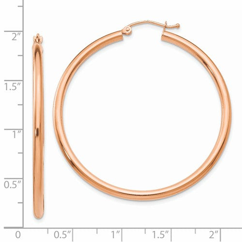 14k rose gold classic round hoop earrings 44mm x 2.5mm