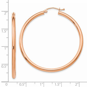 14K Rose Gold Classic Round Hoop Earrings 44mm x 2.5mm