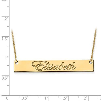 14k 10k gold sterling silver large name bar nameplate necklace personalized