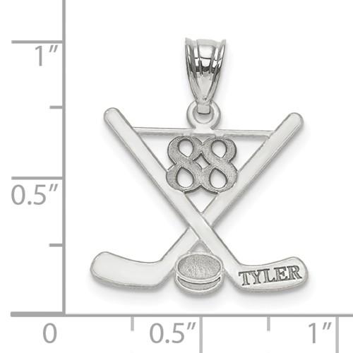 14k gold or sterling silver ice hockey personalized engraved pendant