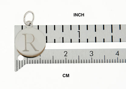 14k white gold 12mm round disc pendant charm letter initial engraved personalized monogram