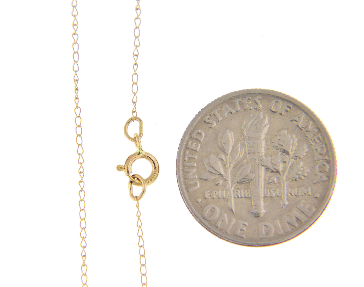 14k yellow gold 0.42mm thin curb bracelet anklet necklace choker pendant chain