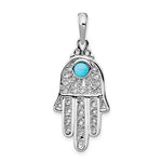 Load image into Gallery viewer, 14K White Gold Turquoise Hand of God Hamsa Chamseh Pendant Charm
