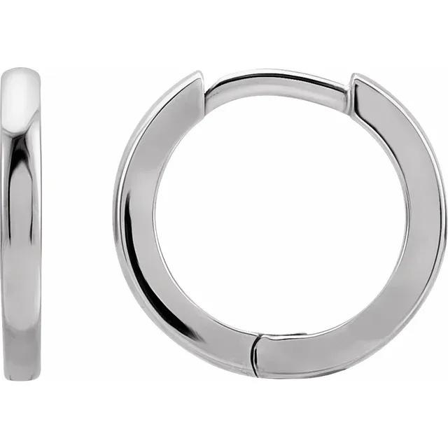 platinum 14k solid yellow rose white gold 12.5mm classic round huggie hinged hoop earrings