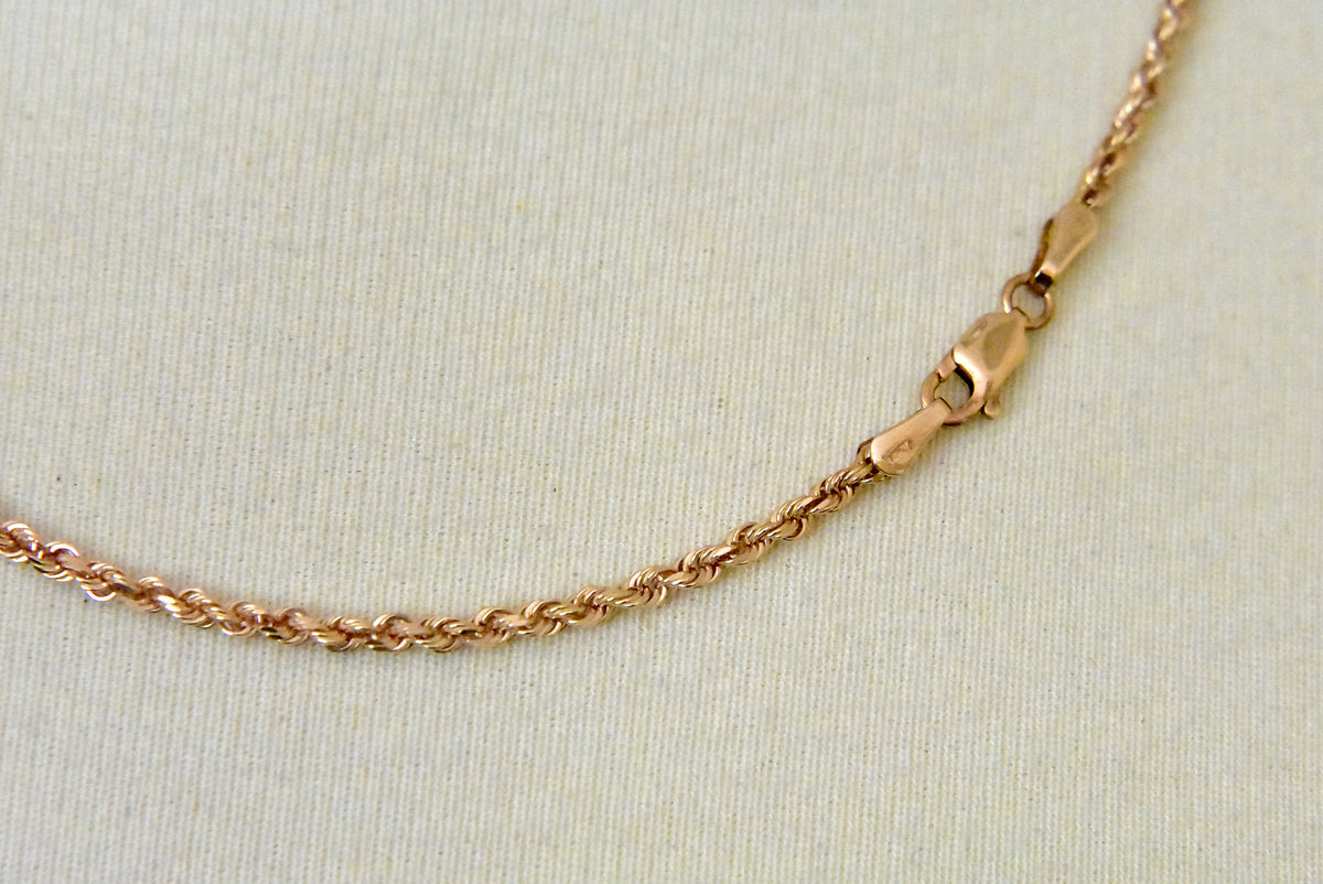 14k rose gold 2.5mm diamond cut rope bracelet anklet necklace pendant choker chain