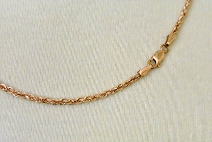 14k rose gold 2.5mm diamond cut rope bracelet anklet necklace pendant choker chain