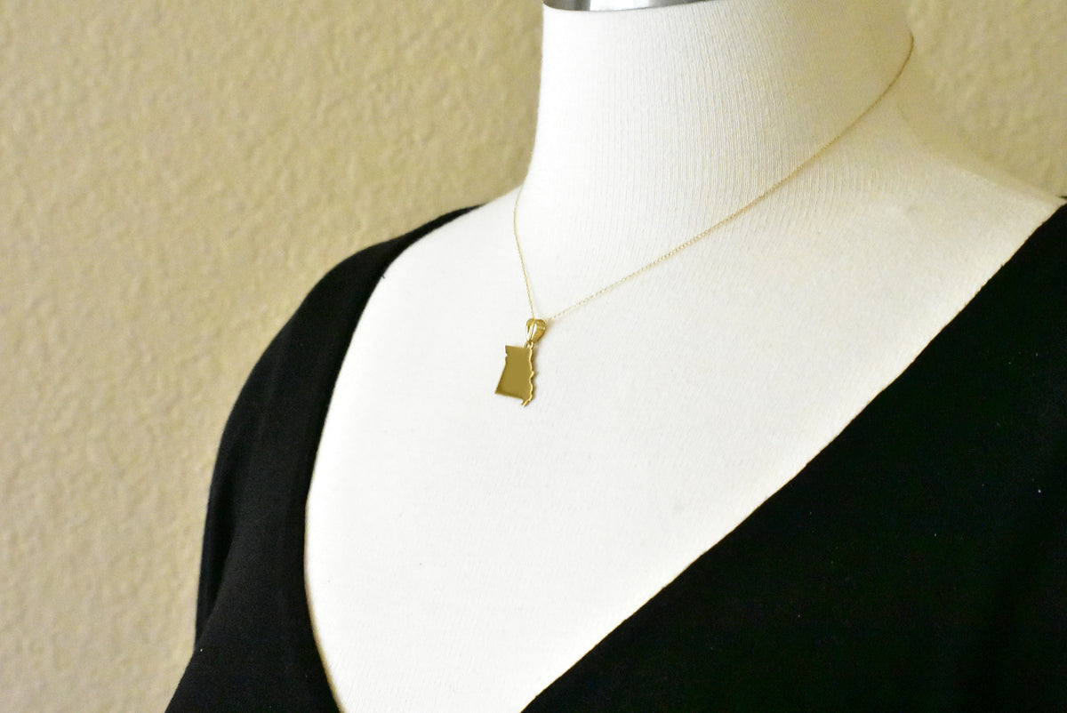 14k gold or sterling silver missouri mo state map pendant charm personalized monogram